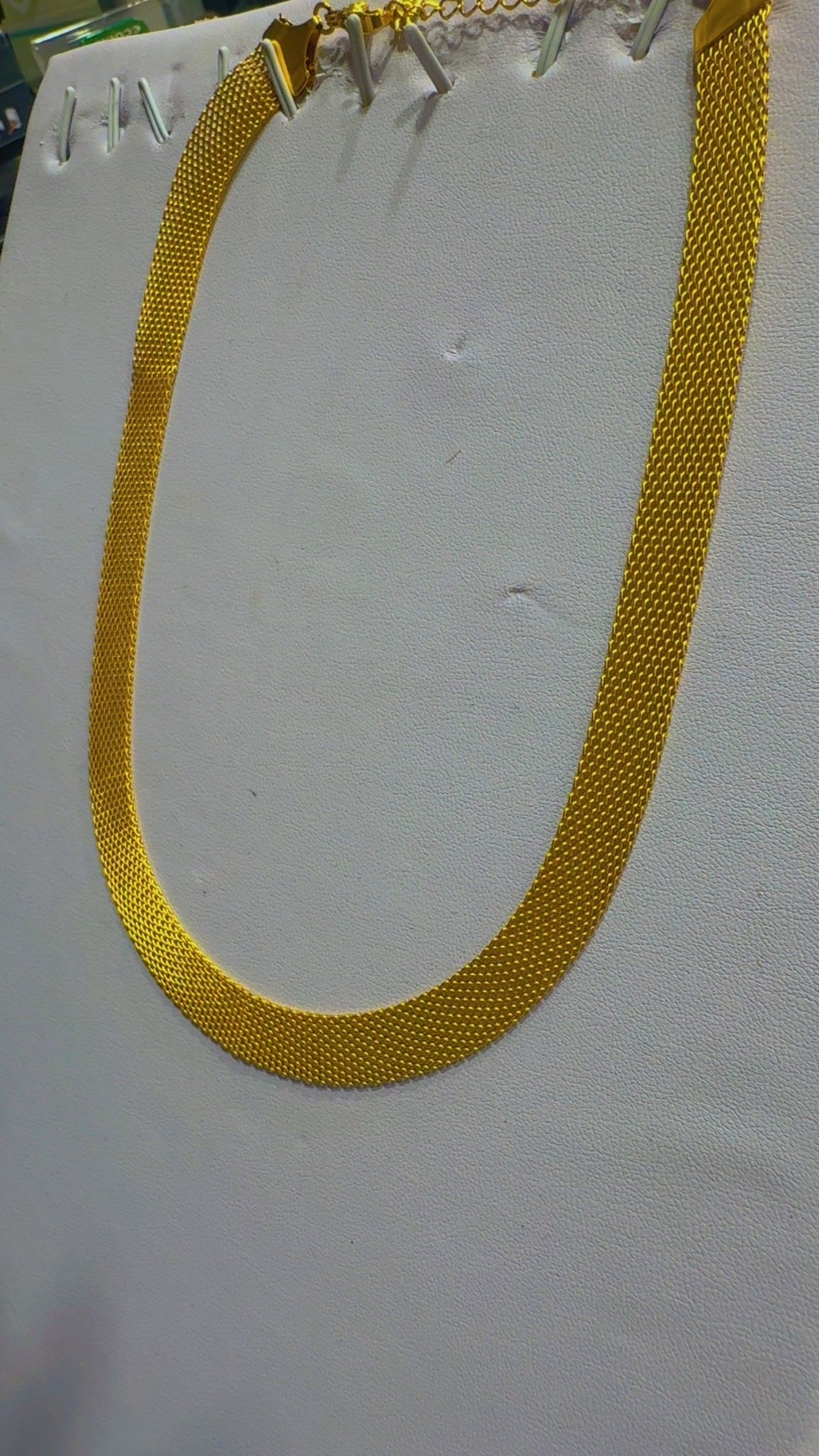 Golden Mesh Necklace - 24K Gold Plated Flat Chain
