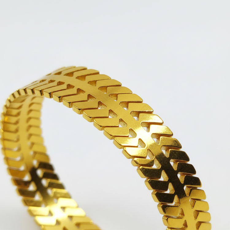 Luxury Gold Track Bracelet - Circular Standing View