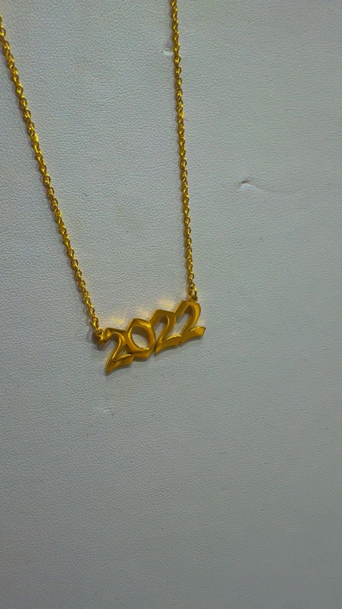 2022 Anniversary Necklace - 24K Gold Plated Year Pendant
