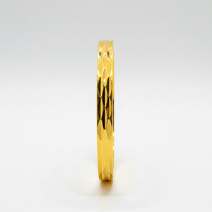 Gold Bangle Bracelet Standing Upright - Side Profile View