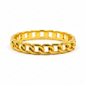 Golden Chain Bangle - Front view showing 24K gold plated chain link design on white background