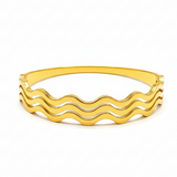 Golden Wave Bangle - 24K gold-plated stainless steel bangle with three-dimensional wavy design