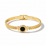  Love Classy Bracelet - 24K Gold Plated with Roman Numerals and Black Center Stone