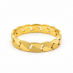 24K Gold Plated Petal Bangle - Angled View with Polished and Frosted Textures